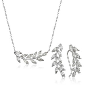 Sparkling Leaves Necklace and Earring Set