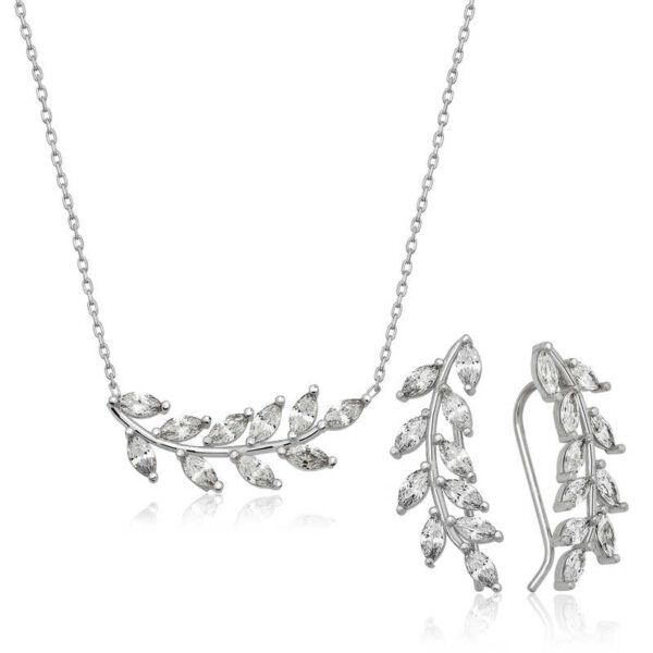 Sparkling Leaves Necklace and Earring Set