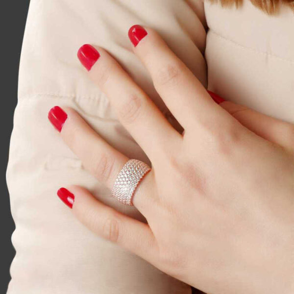 Solitaire 7 Row Full Circle Ring - Rose Gold Plated - Image 2
