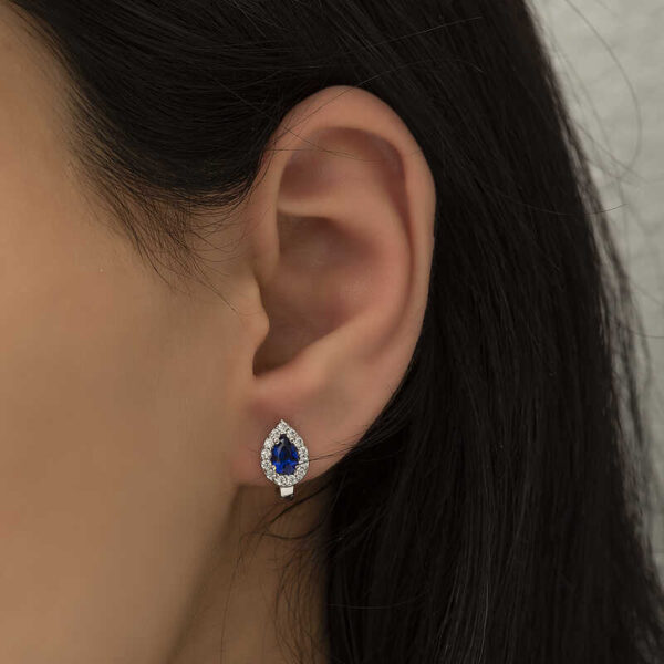 Teardrop Halo Earrings – Rhodium Plated - Image 2