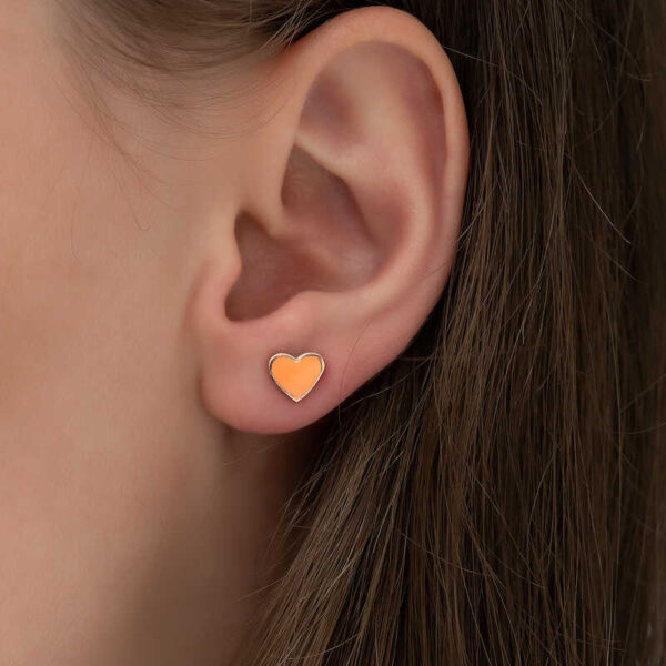 Orange Heart Earrings - Rose Gold Plated - Image 2