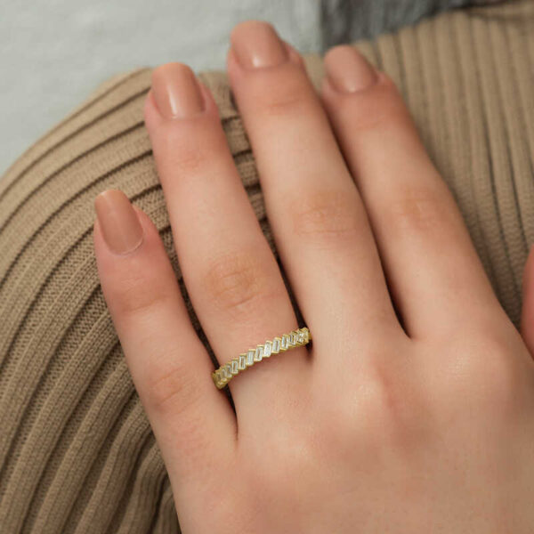 Baguette Cut Eternity Ring – Gold Plated - Image 2