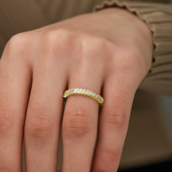Baguette Cut Eternity Ring – Gold Plated - Image 3