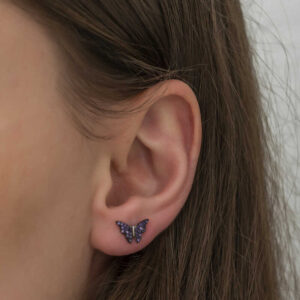 ​Sterling Silver Purple Butterfly Stud Earrings