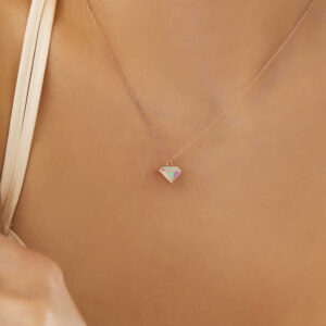 Sterling Silver Geometric Diamond Pendant Necklace
