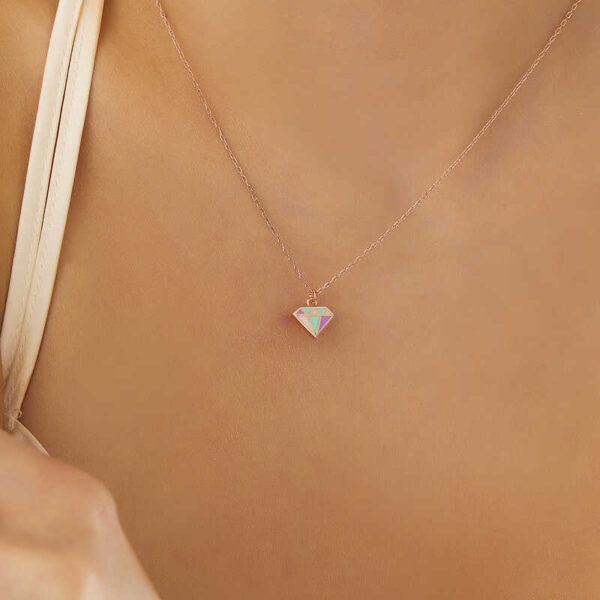 Sterling Silver Geometric Diamond Pendant Necklace