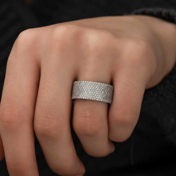 ​Sterling Silver Bold Multi Row Half Eternity Ring